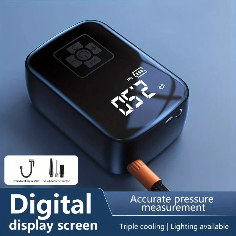 Kompresor powietrza do auta 12V, elektryczna, bezprzewodowa, przenośna pompka do opon, do motocykla, roweru, samochodu, opon