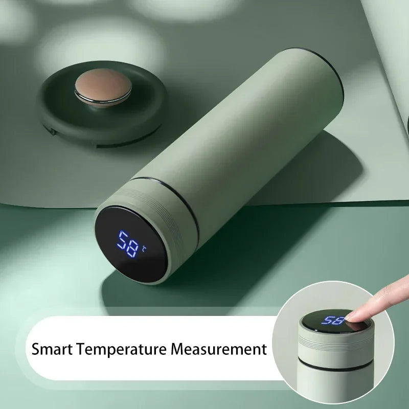 Termos 500ml ze wskaźnikiem temperatury LED – stalowy kubek termiczny z przegródką, próżniowy termos outdoor