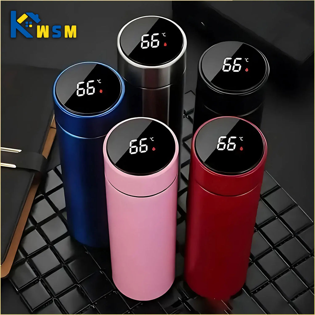 Termos 500ml ze wskaźnikiem temperatury LED – stalowy kubek termiczny z przegródką, próżniowy termos outdoor