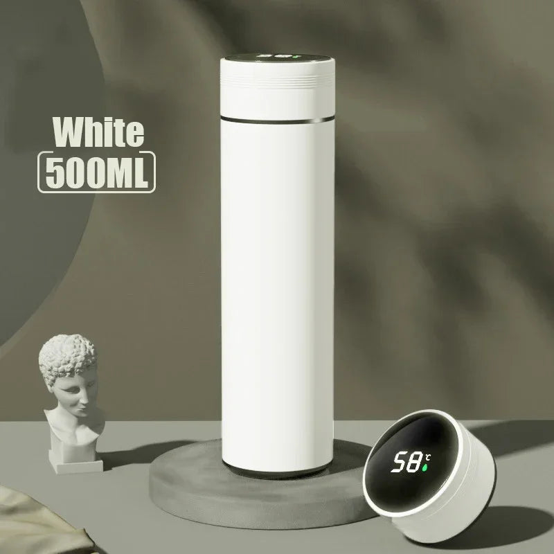 Termos 500ml ze wskaźnikiem temperatury LED – stalowy kubek termiczny z przegródką, próżniowy termos outdoor