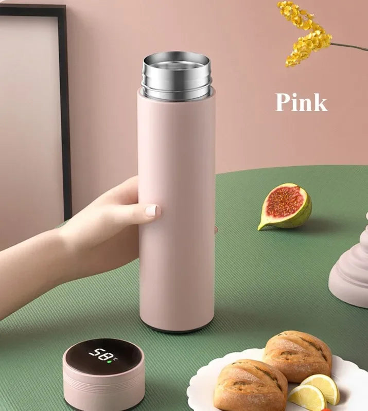 Termos 500ml ze wskaźnikiem temperatury LED – stalowy kubek termiczny z przegródką, próżniowy termos outdoor