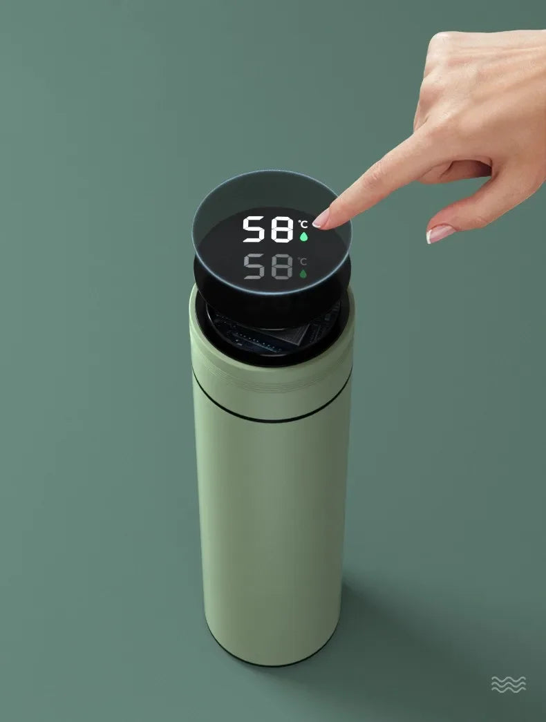 Termos 500ml ze wskaźnikiem temperatury LED – stalowy kubek termiczny z przegródką, próżniowy termos outdoor