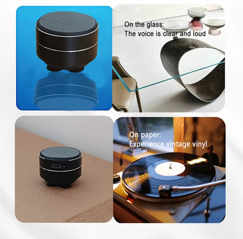 Bezprzewodowy głośnik przewodnictwa kostnego z przyssawką – TWS Hi-Fi, wzmocniony bas, przenośny głośnik rezonansowy